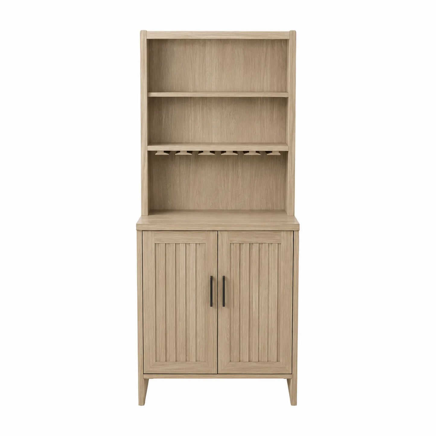 Aparador de madera de roble con estantes y puertas 180x80x40 cm Natural