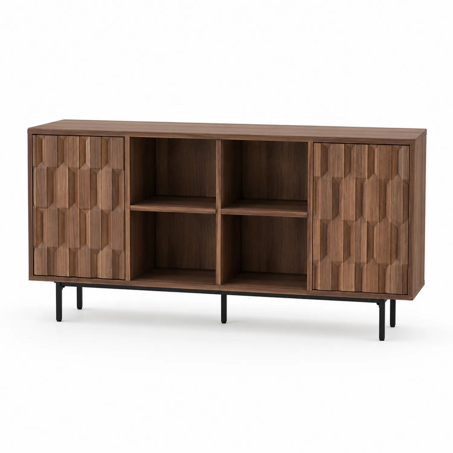 Aparador de Madera de Nogal con Puertas y Estantes