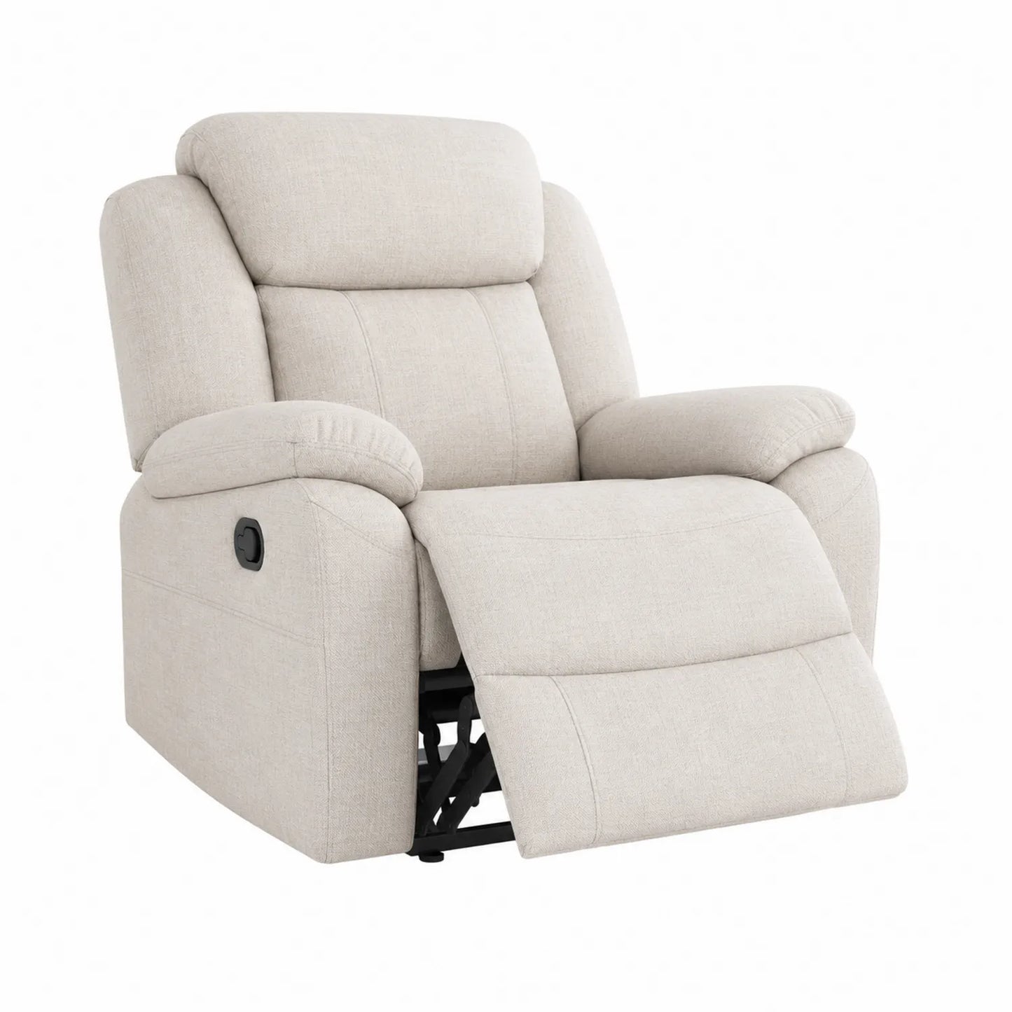 Sillón reclinable de poliéster beige con mecanismo manual