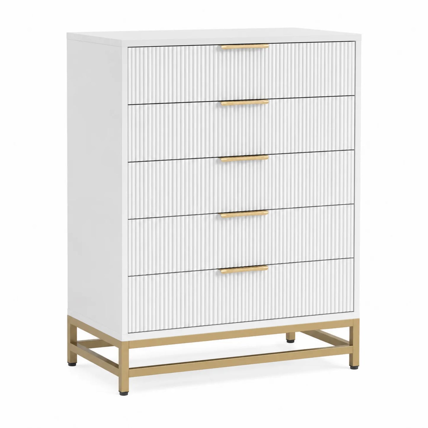 Cajonera de Madera MDF Blanca con Base Metálica Dorada