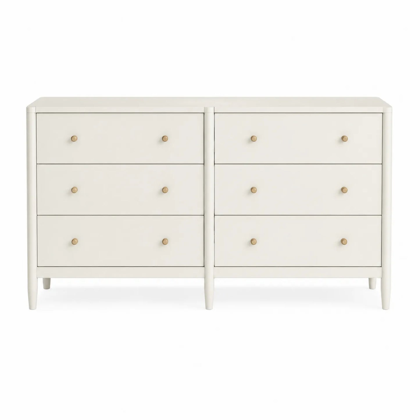 Cómoda de madera maciza blanca con 6 cajones