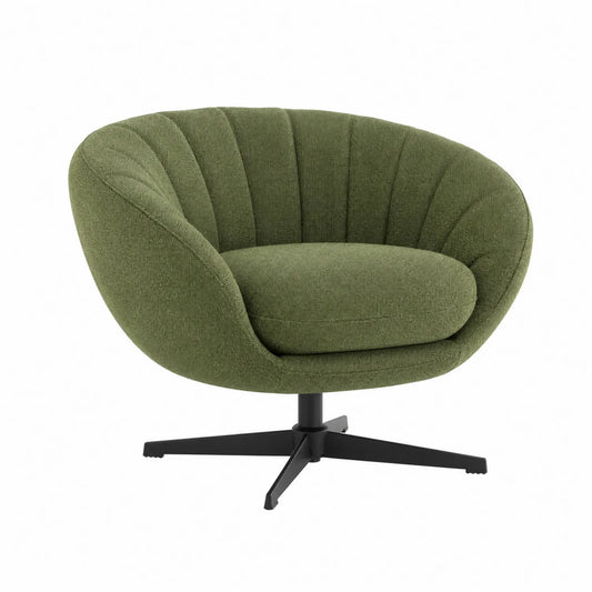 Silla giratoria de poliéster verde con base metálica 75x75x70 cm