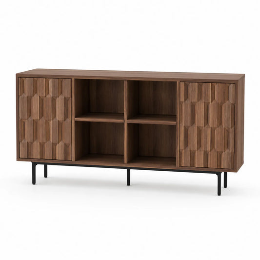 Aparador de Madera de Nogal con Puertas y Estantes