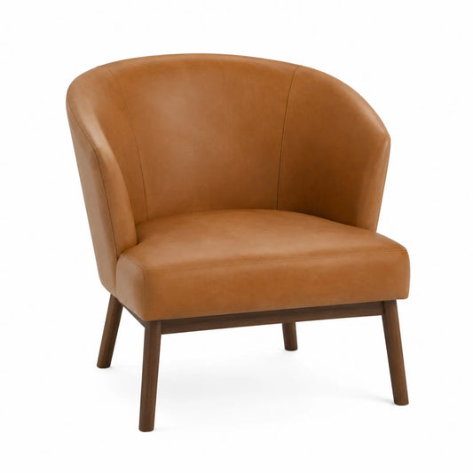Silla de salón en cuero sintético con estructura de madera