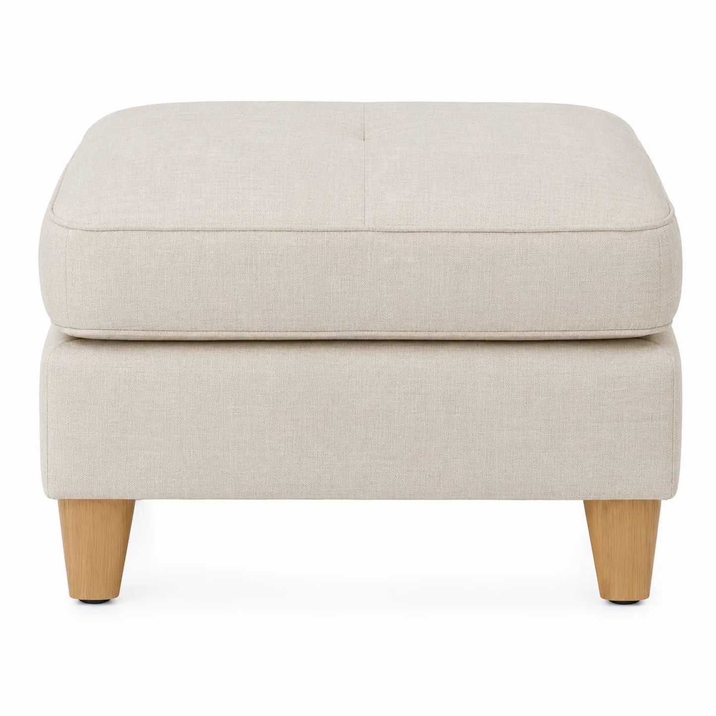 Reposapiés rectangular de tela beige 60x60x45 cm con patas de madera