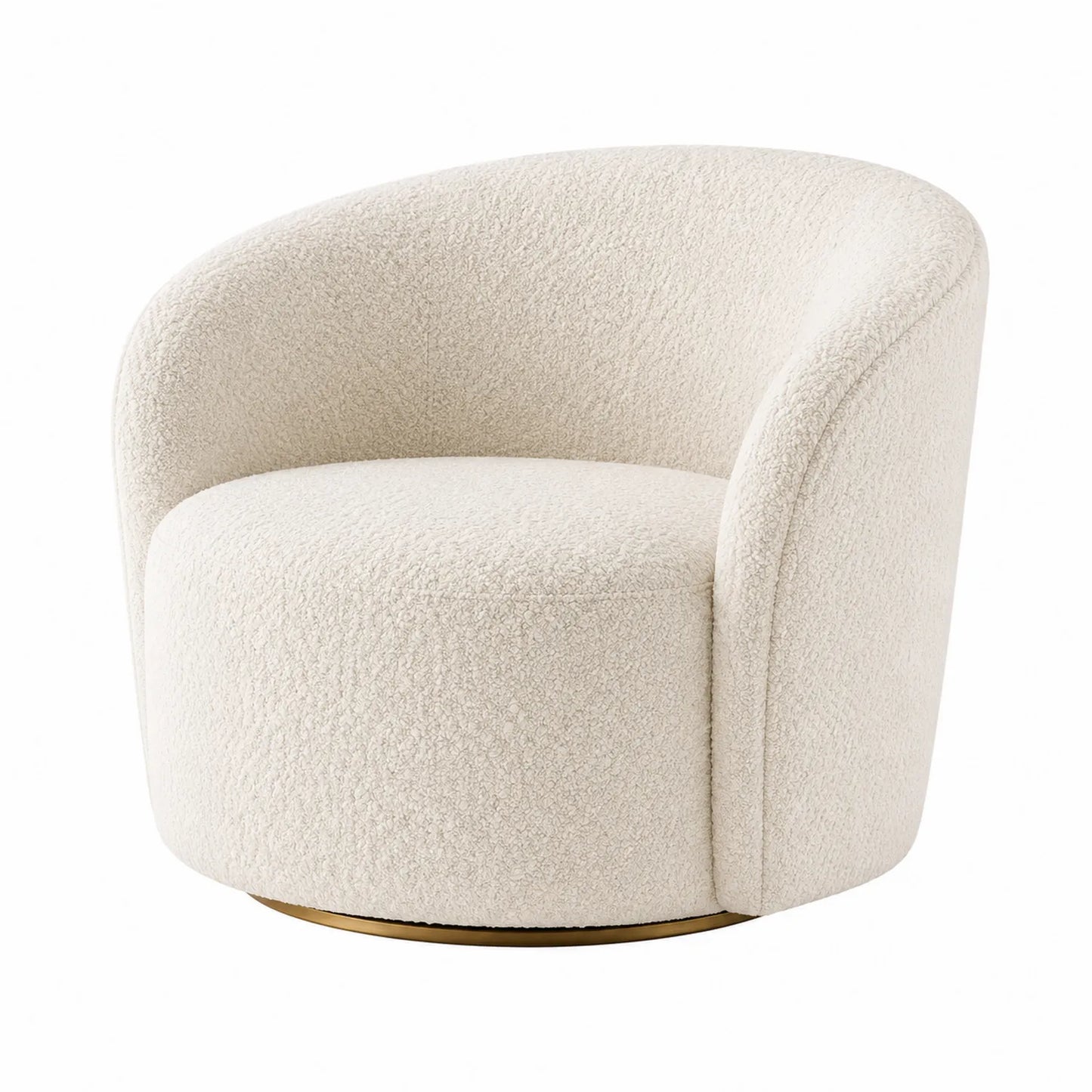 Sillón Giratorio de Tela Beige con Base de Metal
