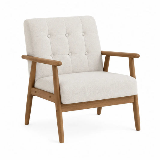 Silla de Salón de Madera con Tela Beige