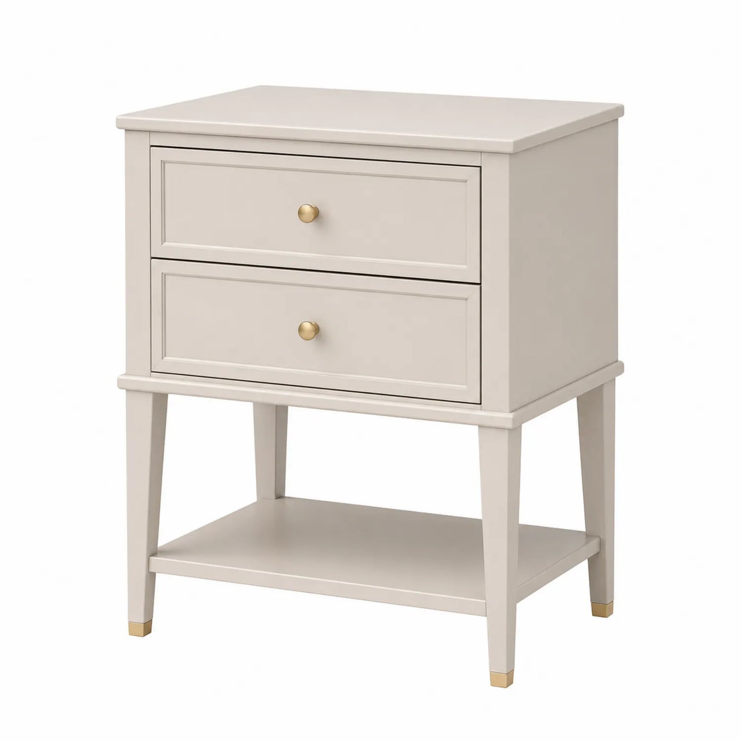 Mesita de noche de MDF con dos cajones color Beige 60x40x65 cm