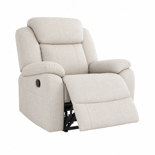Sillón reclinable de poliéster beige con mecanismo manual