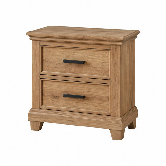Mesita de noche de madera de roble con dos cajones 60x40x55 cm